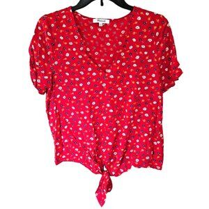 Madewell Prarie Posies Tie Front Blouse Women's XS Red